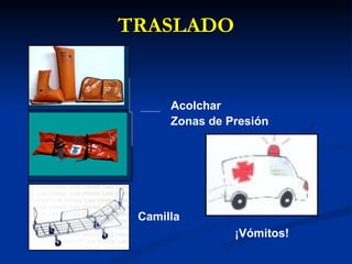 TRASLADO Acolchar Zonas de Presión Camilla ¡Vómitos! 