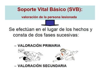 Soporte Vital Básico (SVB):
valoración de la persona lesionada
 