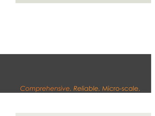 Comprehensive. Reliable. Micro-scale.
 