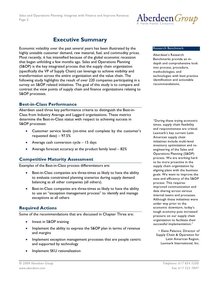 Sales And Operations Planning Integrate With Finance And Improve Rev