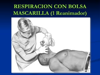 RESPIRACION CON BOLSA
MASCARILLA (1 Reanimador)
 