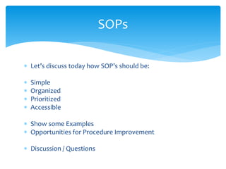 Sops Improving Facilities Operations Pptx