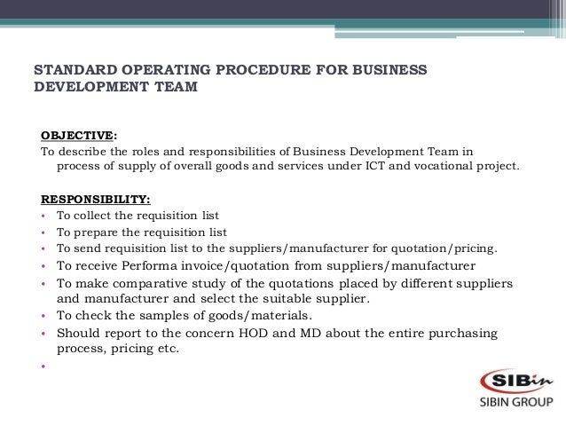 Systematic opeating procedure in the process of supply of 