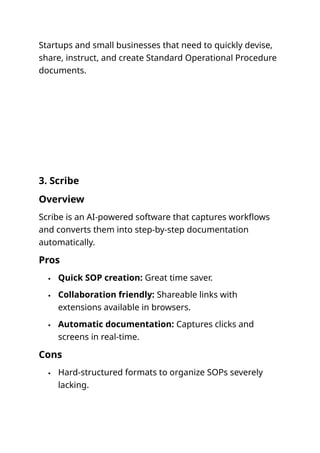 SOP Software Comparison: SharePoint, Trainual, Scribe and Whale | DOCX