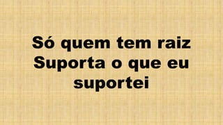 Só quem tem raiz
Suporta o que eu
suportei
 