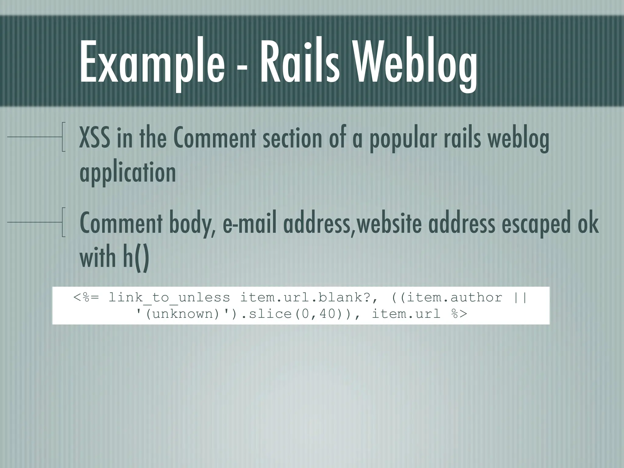 Web Appliction Security - Scotland on Rails presentation