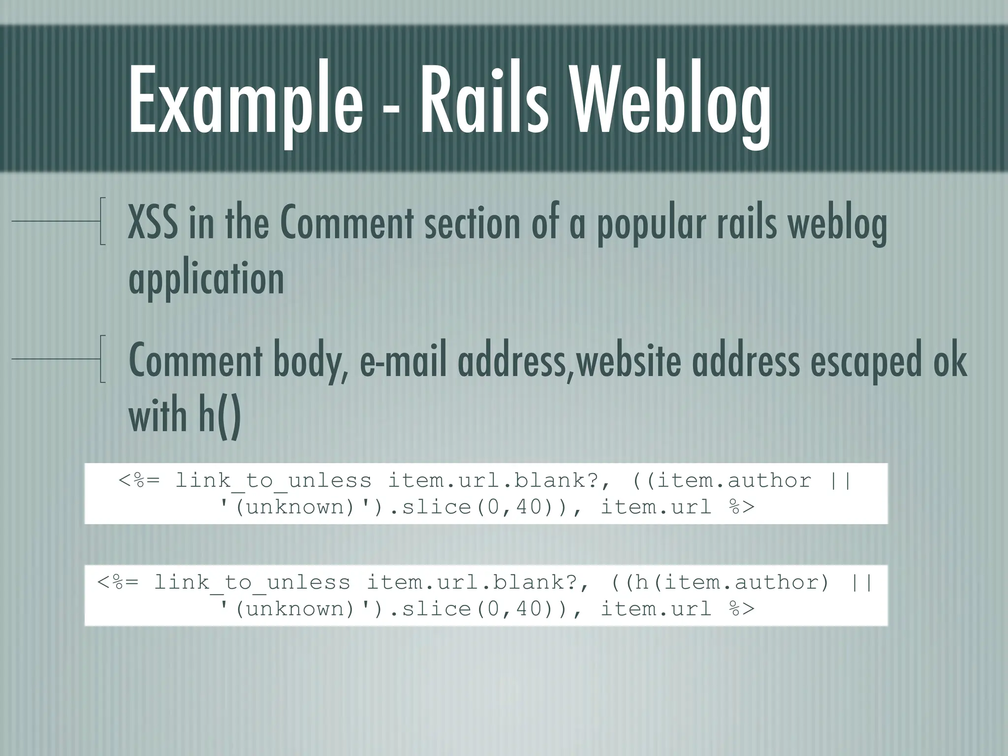 Web Appliction Security - Scotland on Rails presentation