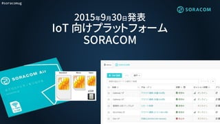 #soracomug
2015年9月30日発表
IoT 向けプラットフォーム
SORACOM
eSIM
 