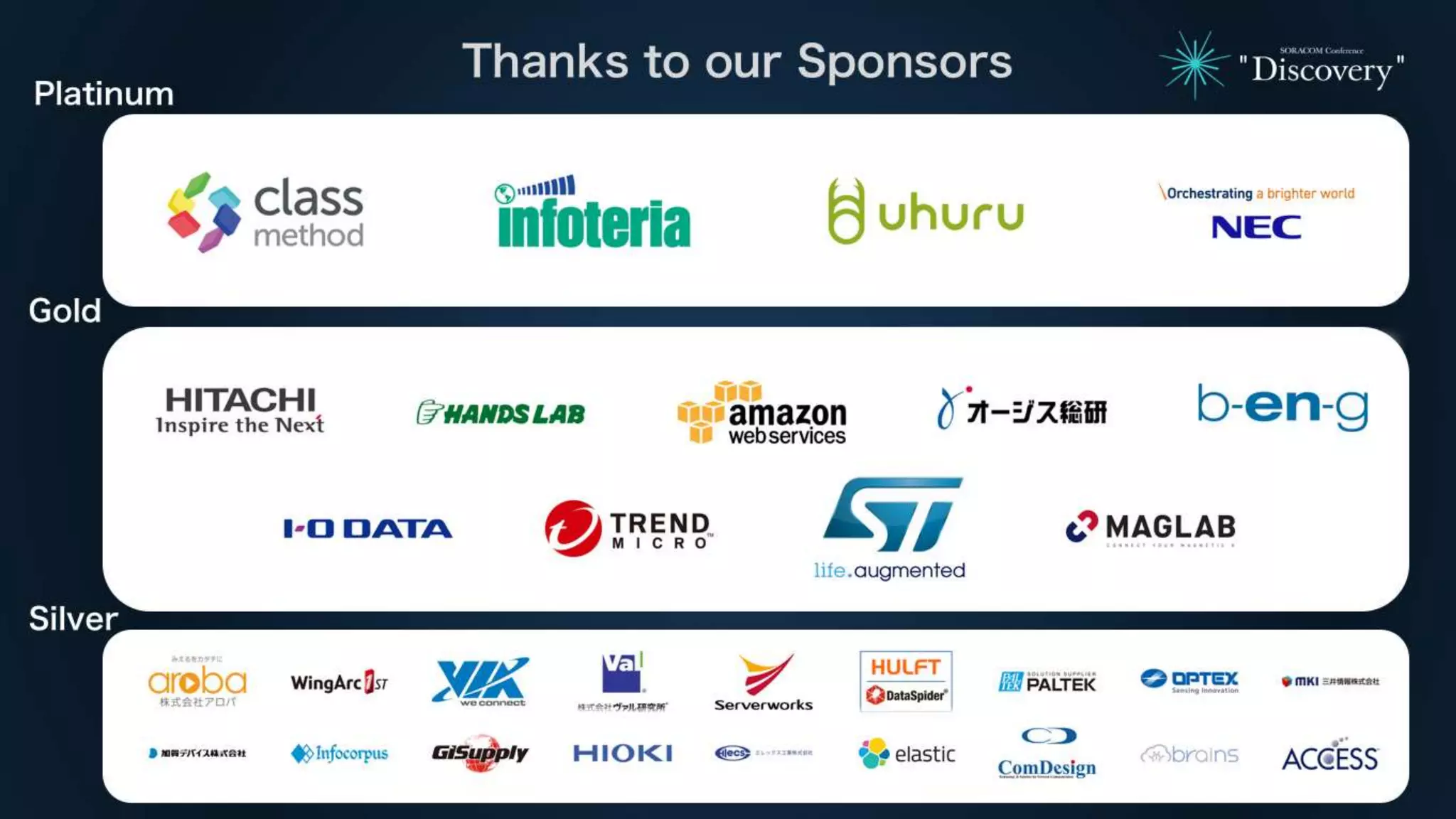 Platinum
Gold
Silver
Thanks to our Sponsors
 