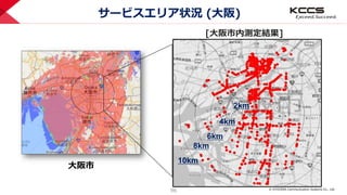 © KYOCERA Communication Systems Co., Ltd.
96
サービスエリア状況 (大阪)
2km
4km
6km
8km
10km
[大阪市内測定結果]
大阪市
 