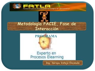 Metodología PACIE, Fase de Interacción PROGRAMA Ing. Soraya Vallejo Encalada 