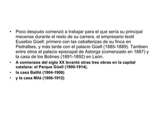 <ul><li>Poco después comenzó a trabajar para el que sería su principal mecenas durante el resto de su carrera, el empresar...