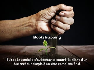 Bootstrapping

Suite séquentielle d’évènements contrôlés allant d’un
déclencheur simple à un état complexe ﬁnal.

 