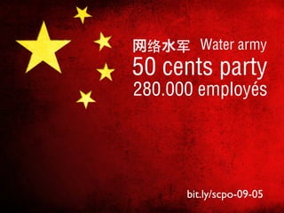 网

水

Water army

50 cents party
280.000 employés

bit.ly/scpo-09-05

 