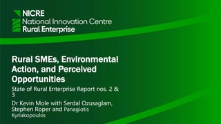 Rural SMEs, Environmental
Action, and Perceived
Opportunities
State of Rural Enterprise Report nos. 2 &
3
Dr Kevin Mole with Serdal Ozusaglam,
Stephen Roper and Panagiotis
Kyriakopoulos
 