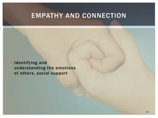 Identifying and understanding the emotions of others, social support 
EMPATHY AND CONNECTION 
14  