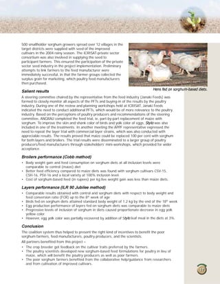 Sorghum – linking farmer, feed manufacturer, fellow scientists and fowl