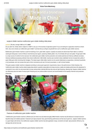 Sorghum sheller machine multifunction grain sheller machine supplier | PDF