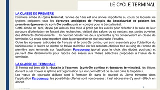 LE CYCLE TERMINAL
24/01/2023
​LA CLASSE DE PREMIÈRE
Première année du cycle terminal, l’année de 1ère est une année import...