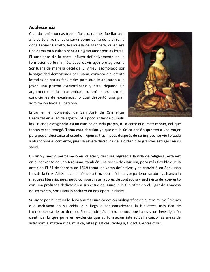 Sor juana inés de la cruz niñez y adolescencia Sor juana inés de la cruz niñez y adolescencia