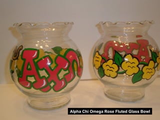 Alpha Chi Omega Rose Fluted Glass Bowl 