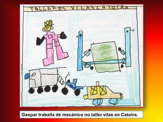 Gaspar traballa de mecánico no taller vilas en Catoira.
 