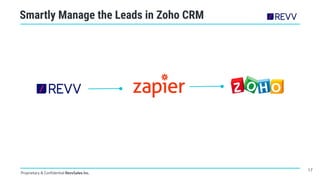 Proprietary & Confidential RevvSales Inc.
Smartly Manage the Leads in Zoho CRM
17
 