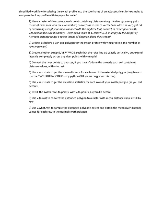Create swath profiles in GRASS GIS | PDF