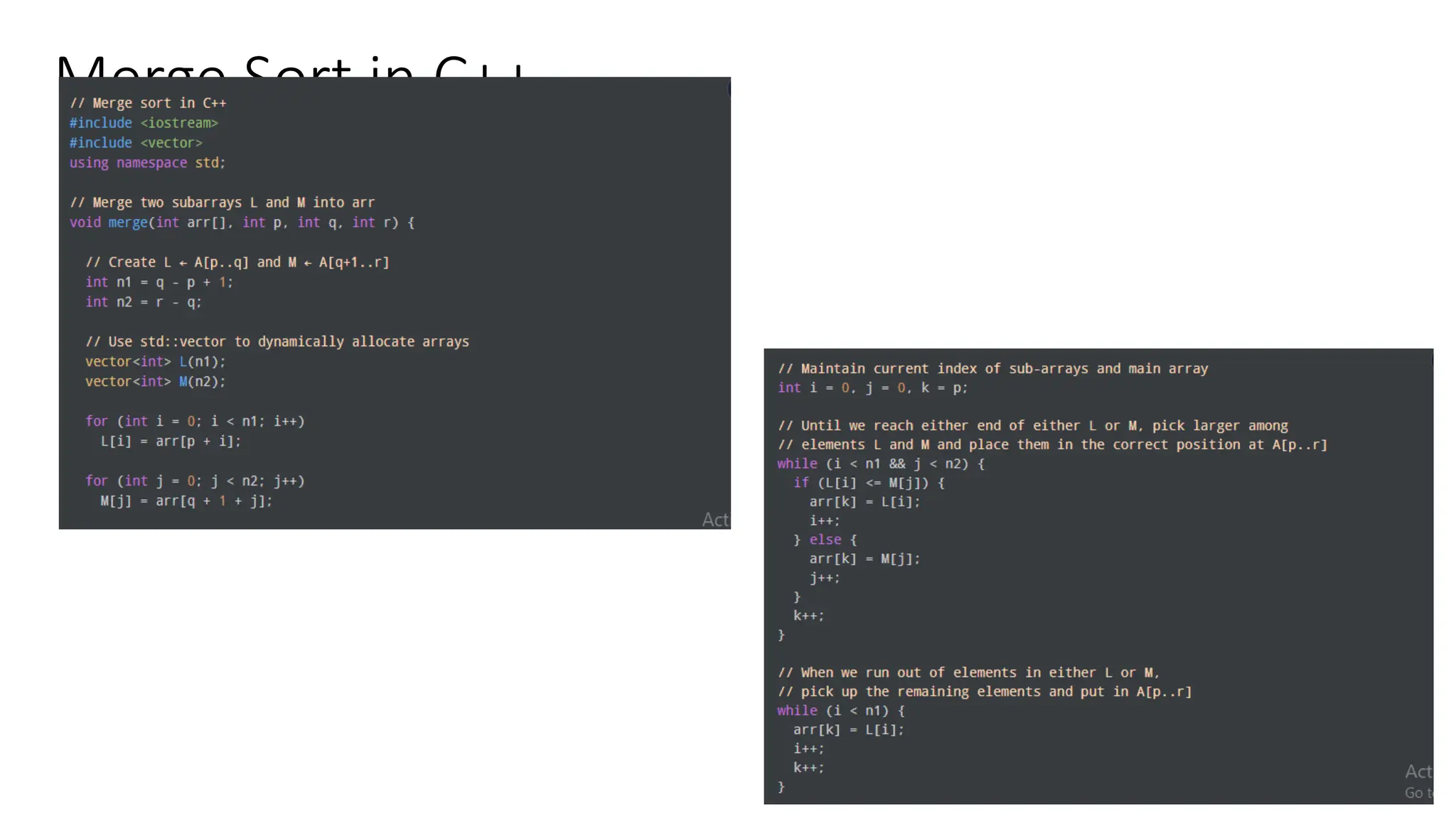62
Merge Sort in C++
 