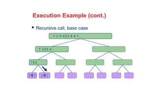 29
Execution Example (cont.)
 Recursive call, base case
7 2  9 4
7  2
7  7 2  2
7 2 9 4  3 8 6 1
 