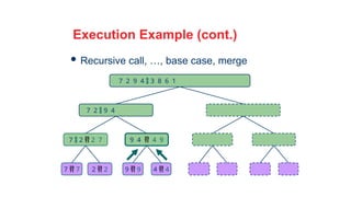 31
Execution Example (cont.)
 Recursive call, …, base case, merge
7 2  9 4
7  2  2 7 9 4  4 9
7  7 2  2
7 2 9 4  3 8 6 1
9  9 4  4
 