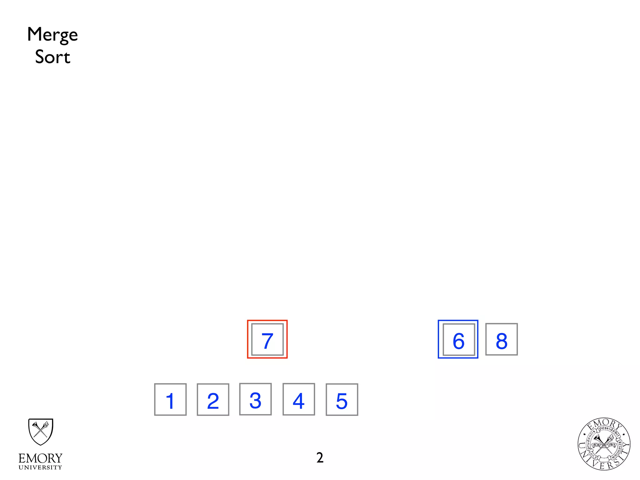 2
32
7
4
6 8
1 5
Merge
Sort
 