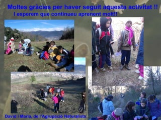 Moltes gràcies per haver seguit aquesta activitat !! I esperem que continueu aprenent molt!! David i Maria, de l’Agrupació Naturalista 