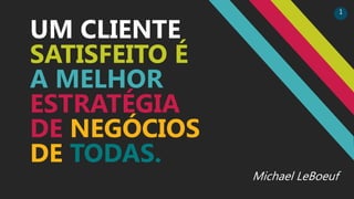 UM CLIENTE
SATISFEITO É
A MELHOR
ESTRATÉGIA
DE NEGÓCIOS
DE TODAS.
Michael LeBoeuf
1
 