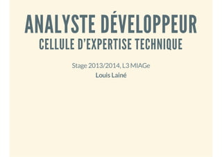 ANALYSTE DÉVELOPPEUR 
CELLULE D'EXPERTISE TECHNIQUE 
Stage 2013/2014, L3 MIAGe 
Louis Lainé 
 