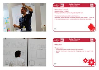 259ideo + Pays de Loire 16-18 juillet CARTON PROTOTYPES 259
A11:00HEURESVOUSPRÉSENTEREZVOTREPROTOTYPEAUXPERSONNESQUEVOUS
AVEZINTERVIEWÉMARDIPOURQU’ILSVOUSDONNENTLEURFEEDBACKÀPARTIR
DUQUELVOUSFEREZÉVOLUERVOTRECONCEPT.
259ideo + Pays de Loire 16-18 juillet CARTON PROTOTYPES 259
A11:00HEURESVOUSPRÉSENTEREZVOTREPROTOTYPEAUXPERSONNESQUEVOUS
AVEZINTERVIEWÉMARDIPOURQU’ILSVOUSDONNENTLEURFEEDBACKÀPARTIR
DUQUELVOUSFEREZÉVOLUERVOTRECONCEPT.
Design Thinking
L
,
itération
Itérer les concepts
Chaque équipe
- prenez en compte le feedback des utilisateurs
- essayez de définir qu’elle serait la prochaine étape de prototypage
rapide
2/3
Design Thinking
L
,
itération
Obtenir un feedback utile des utilisateurs
Vous vous connaissez déjà avec votre utilisateur, vous avez donc un
référentiel commun .
Reportez vous aux verbatims que vous avez engrangés lors de
votre première rencontre, et aux discussions que vous avez pu
avoir. Ils peuvent servir de base à votre dialogue (en faisant atten-
tion à ne pas heurter la personne, ce n’est pas un réquisitoire, tout
ce qu’elle a dit ne peut pas être retenue contre elle !)
Posez des questions ouvertes.
N’oubliez pas vos objectifs d’évaluation du prototype.
3/3
 