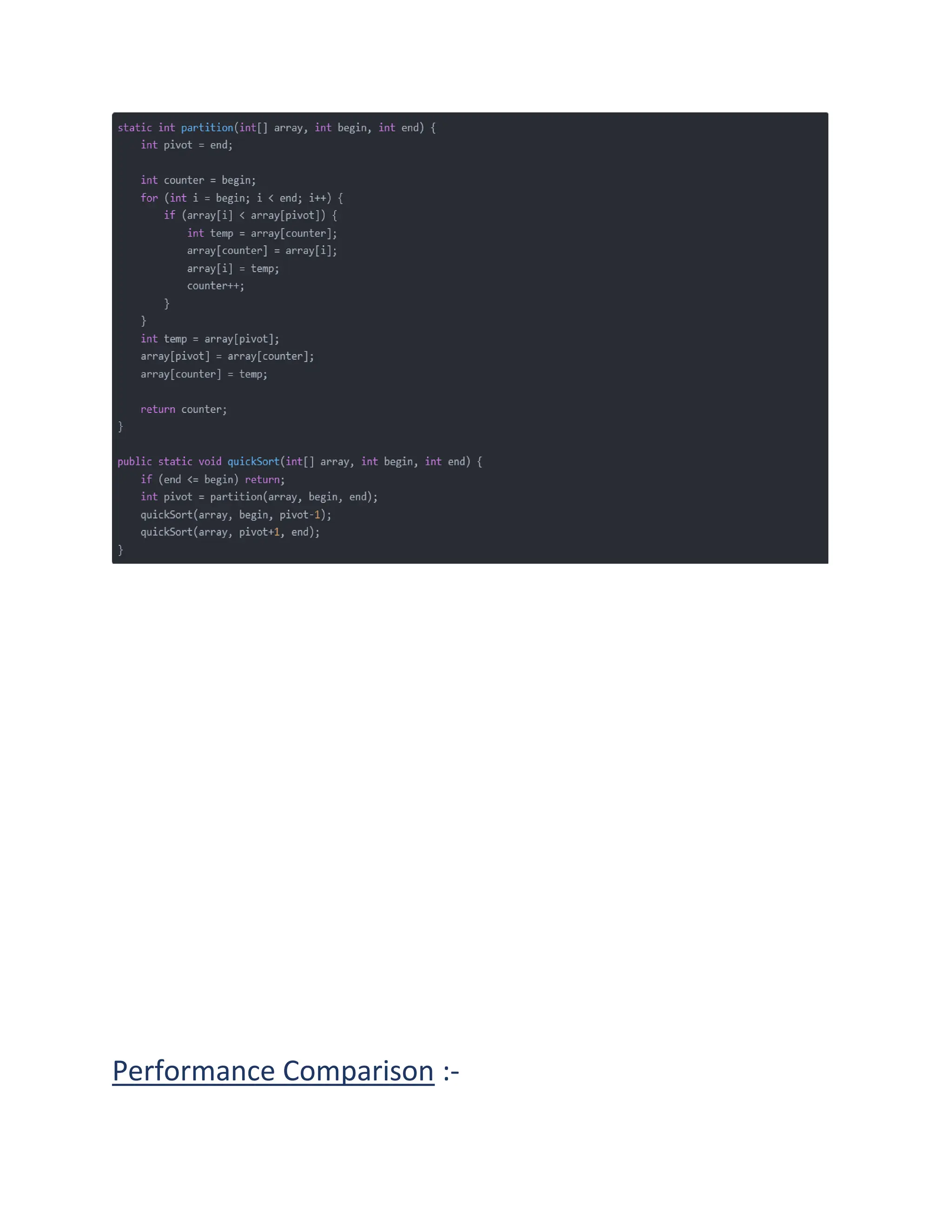 Performance Comparison :-
 