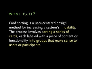 Sorting Things Out: An Introduction to Card Sorting | PDF