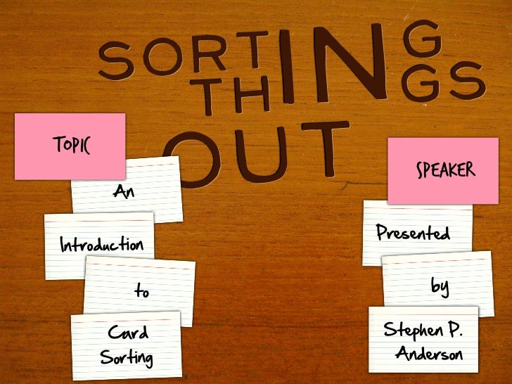 sorting things out an