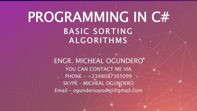 Basic Sorting algorithms csharp | PPT