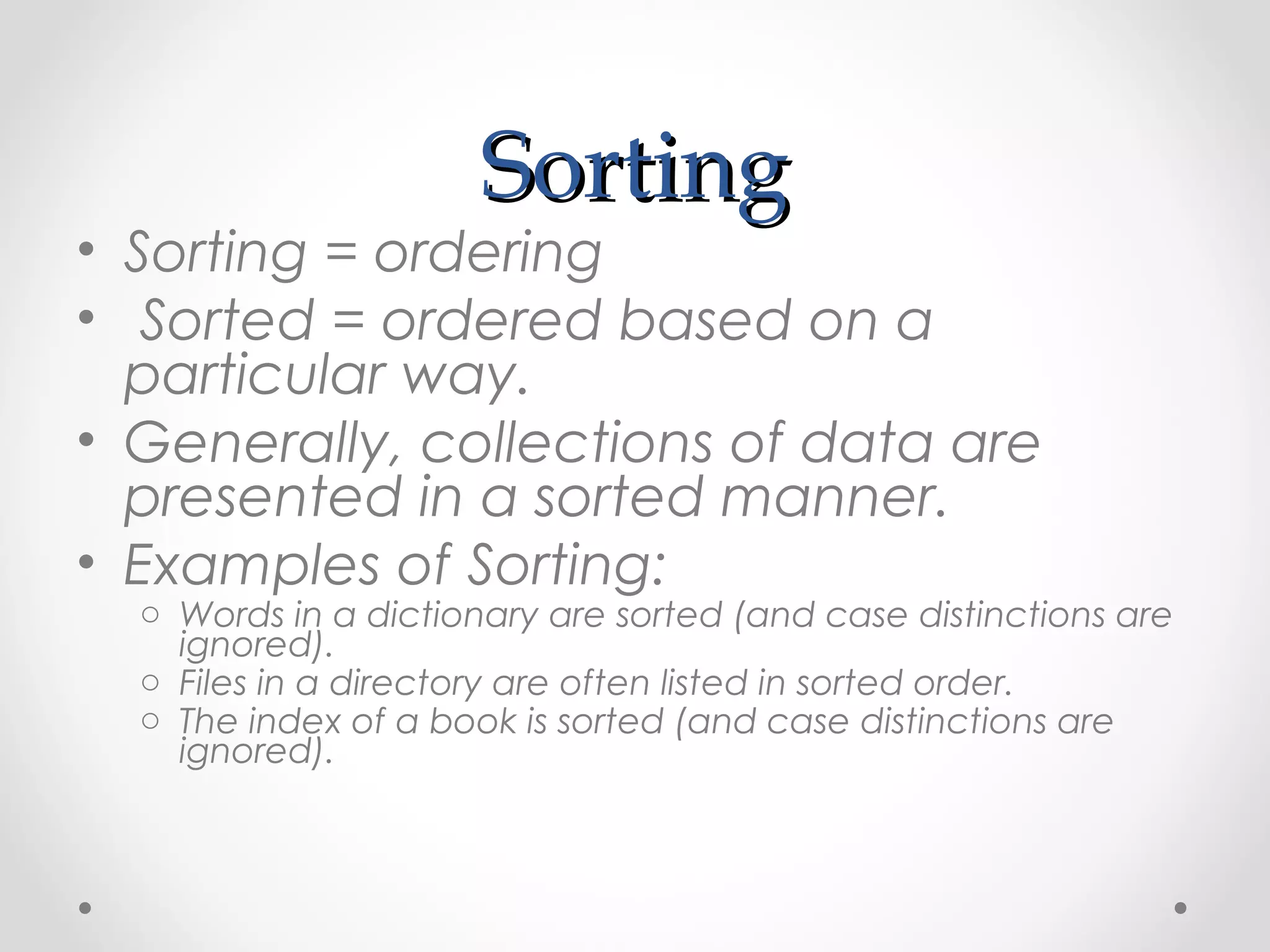 Sorting algorithms | PPT