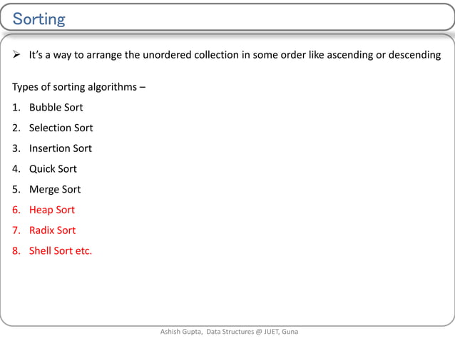 Sorting algorithms | PPT