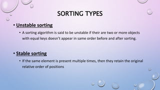 Sorting types and Algorithms | PPT