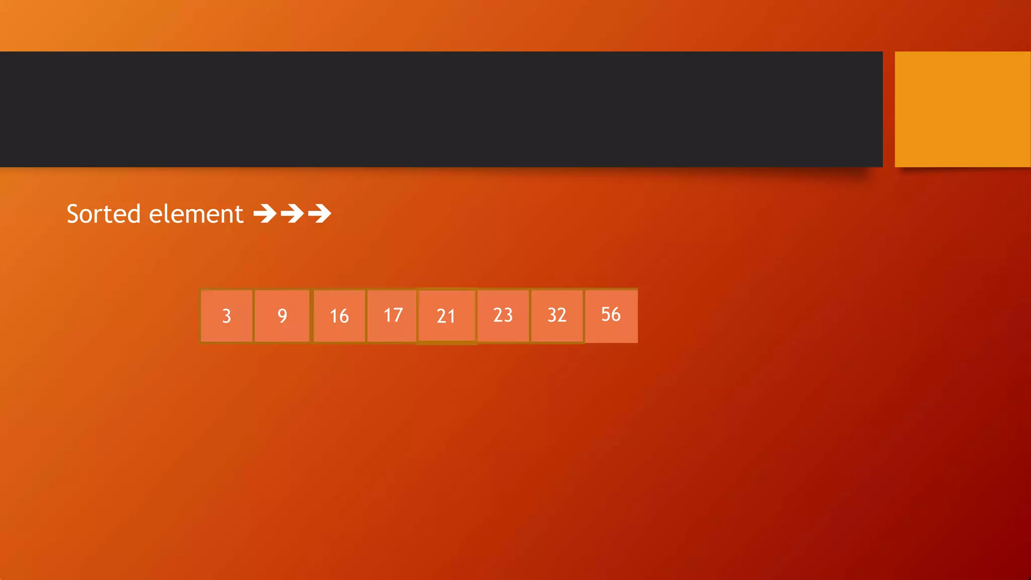 Sorted element 
3 9 16 17 21 23 32 56
 