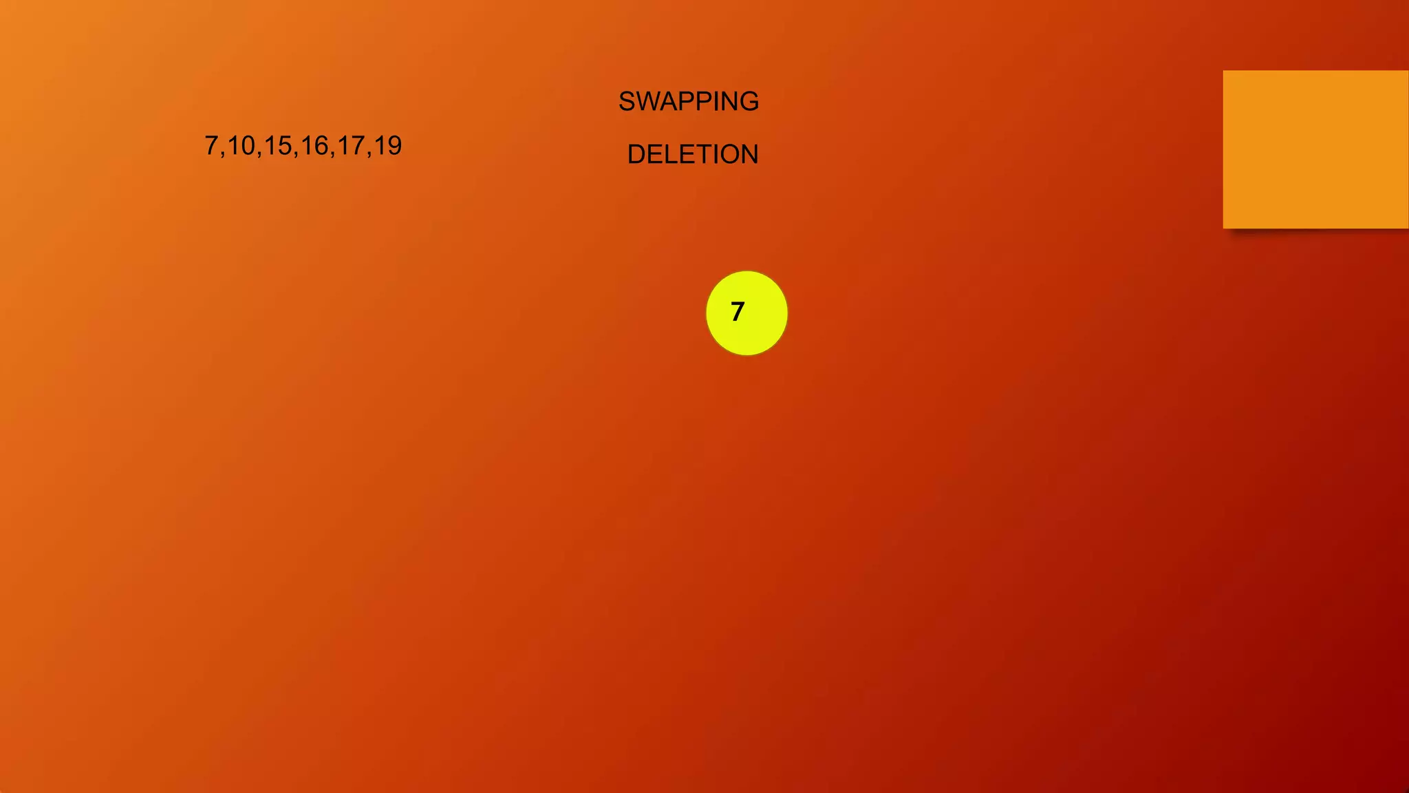 7
7,10,15,16,17,19
SWAPPING
DELETION
 
