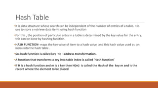 Sorting and hashing concepts | PPT