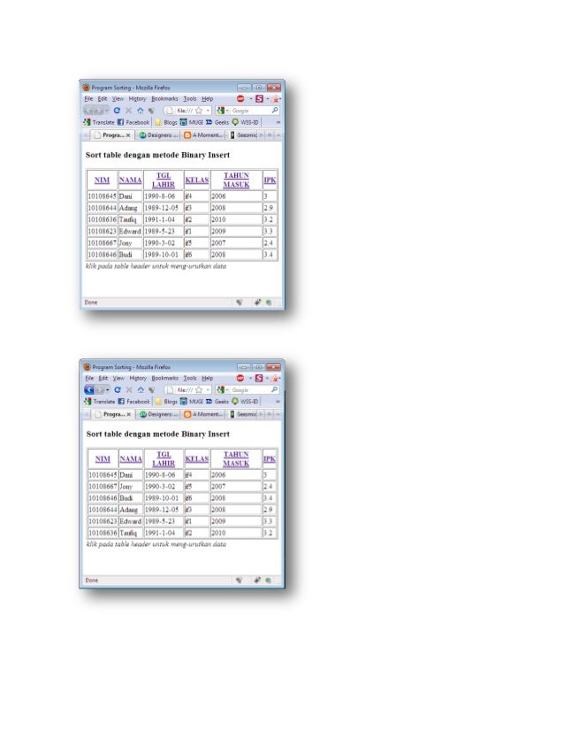Sorting insert binary