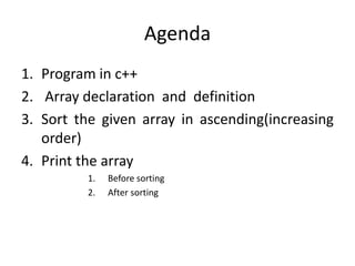 Sorting elements increasing order | PPTX | Programming Languages ...