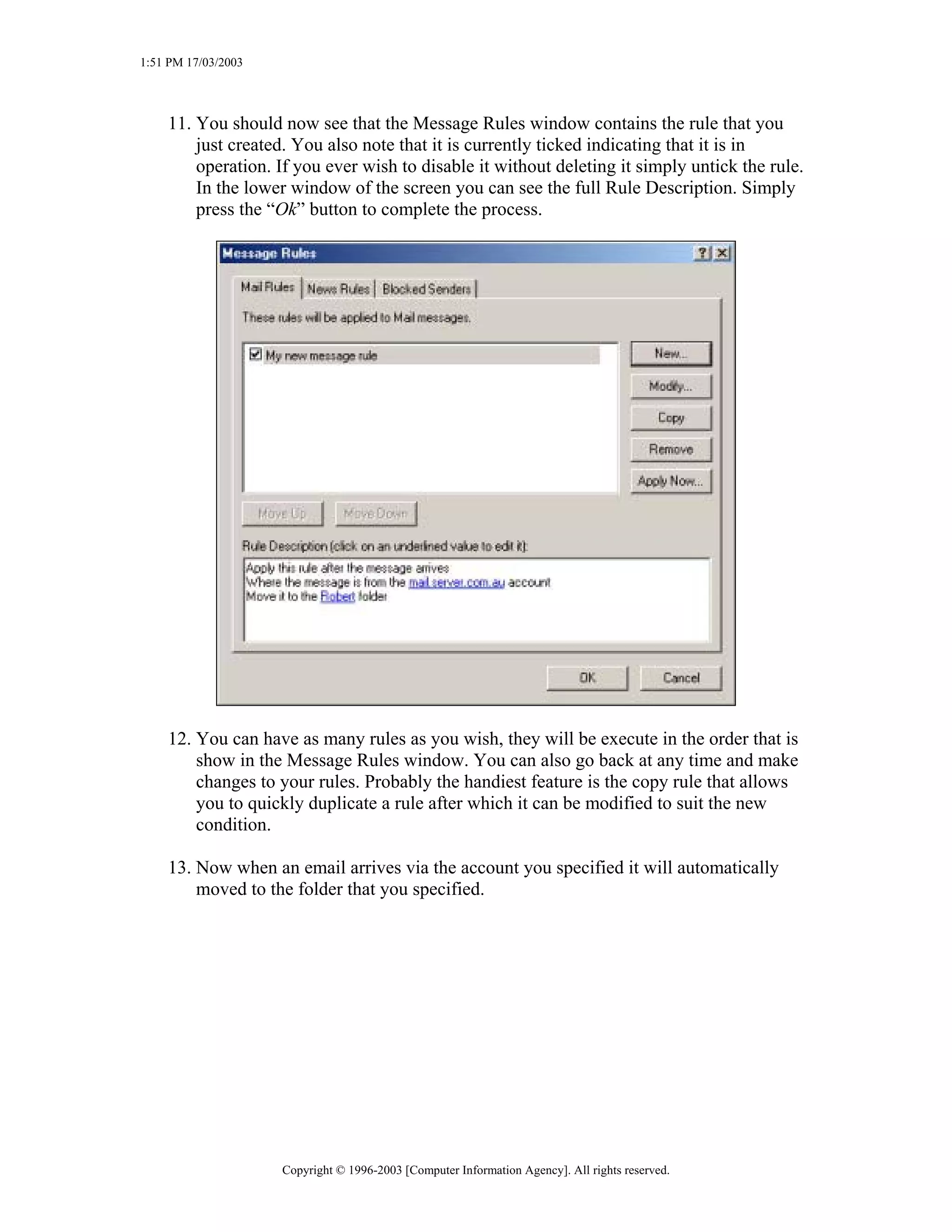 Sorting Email Into Folders with Outlook Express