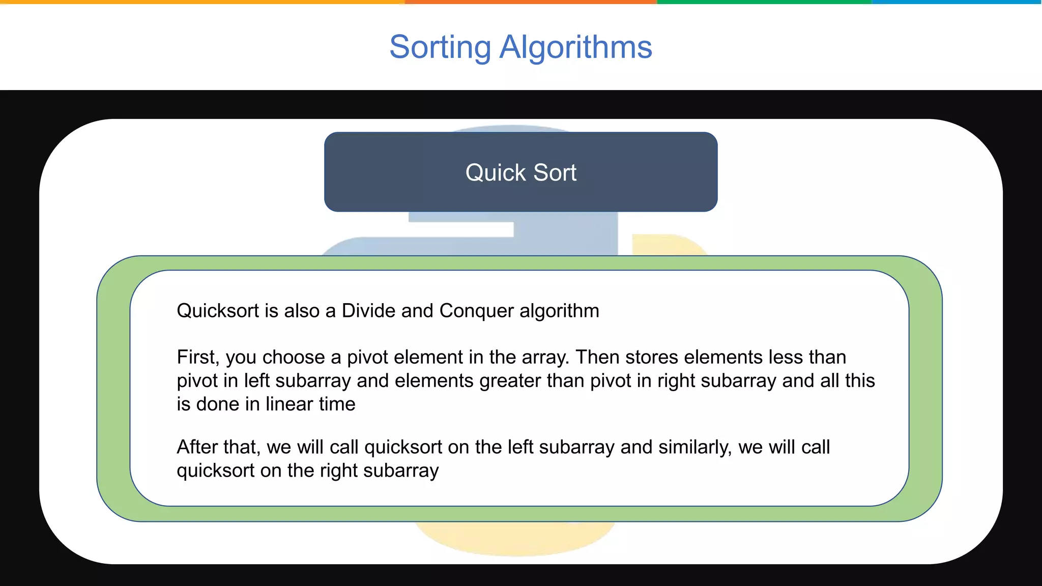 Sorting in python | PPTX | Computing | Technology & Computing